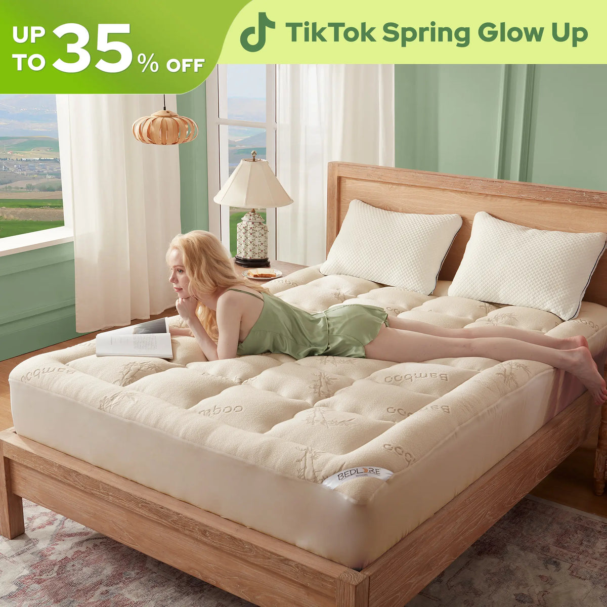 ☁️Cooling Mattress Topper for Back Pain - Extra Thick Fitted Sheet