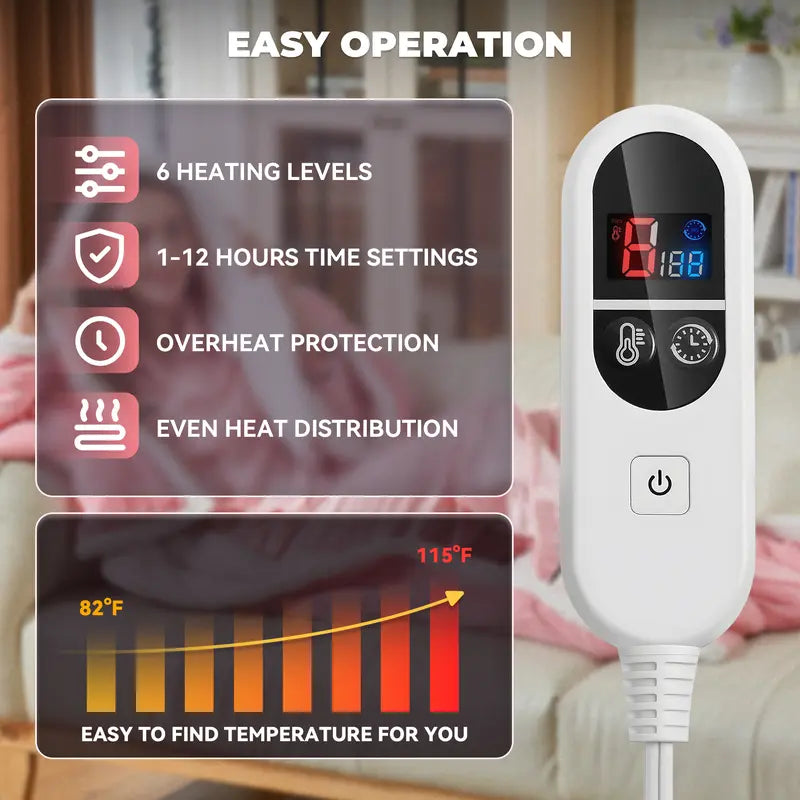 Wearable Heated Throw Blanket, 6 Heat Settings