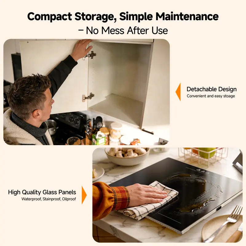 Electric Food Warming Tray, 10 Heat Levels, Timer Control & Tempered Glass